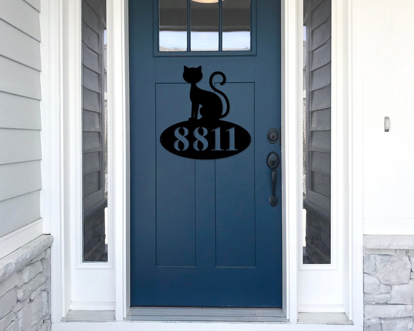 Halloween House Number Sign, Custom Halloween Address Sign, Black Cat Address Sign, Outdoor House Number