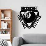 Billiards Metal Wall Art, 8 Ball Pool Sign