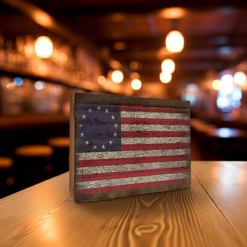 Betsy Ross Flag - Vintage Wood Box Sign