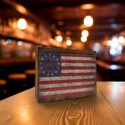 Betsy Ross Flag - Vintage Wood Box Sign