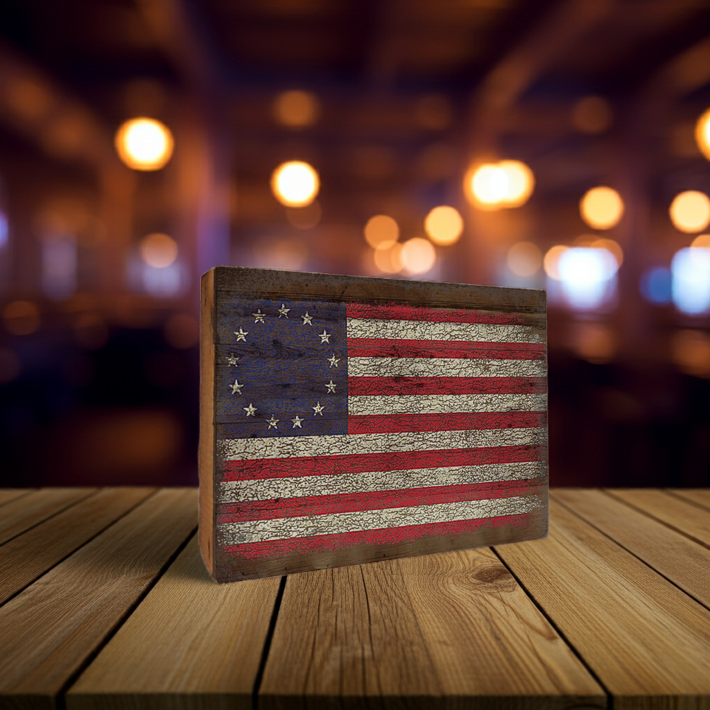 Betsy Ross Flag - Vintage Wood Box Sign