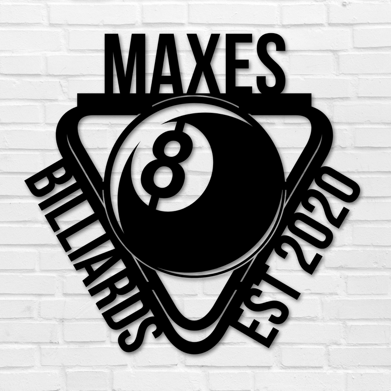 Billiards Metal Wall Art, 8 Ball Pool Sign