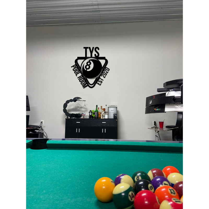 Billiards Metal Wall Art, 8 Ball Pool Sign