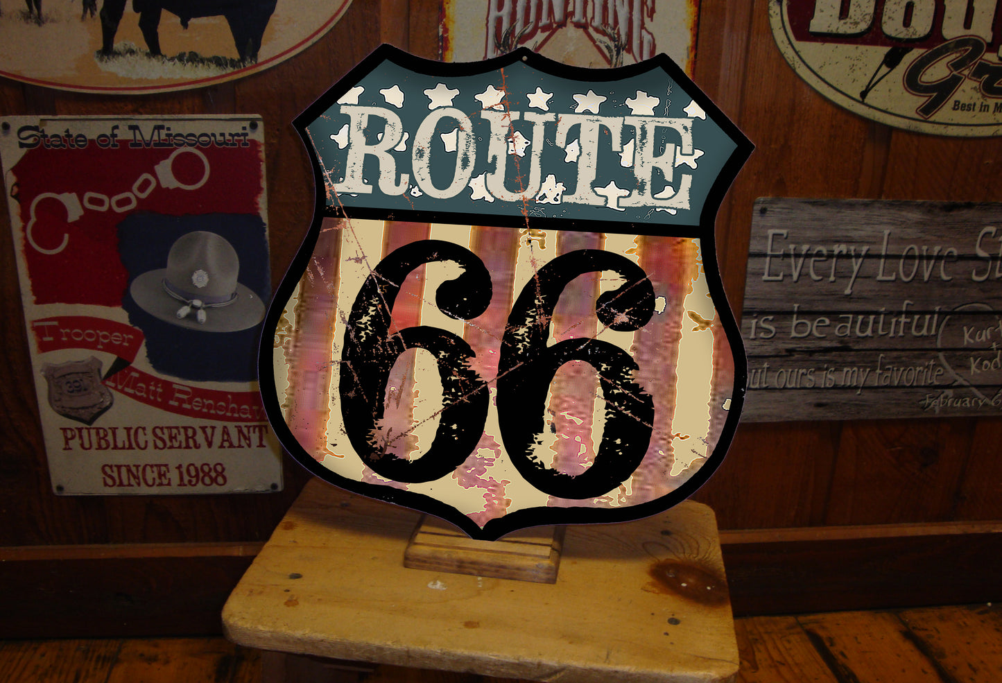Route 66 Centennial Sign – 100th Anniversary 1926–2026 – Personalized Mother Road Sign – Vintage White Shield – 15x15 Metal Sign – Americana Gift