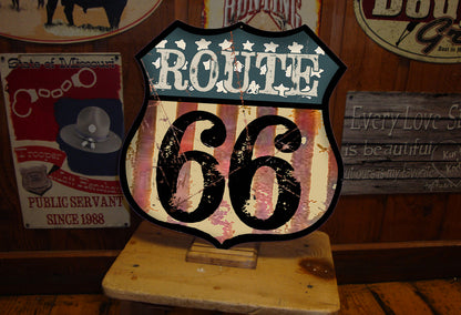 Route 66 Centennial Sign – 100th Anniversary 1926–2026 – Personalized Mother Road Sign – Vintage White Shield – 15x15 Metal Sign – Americana Gift