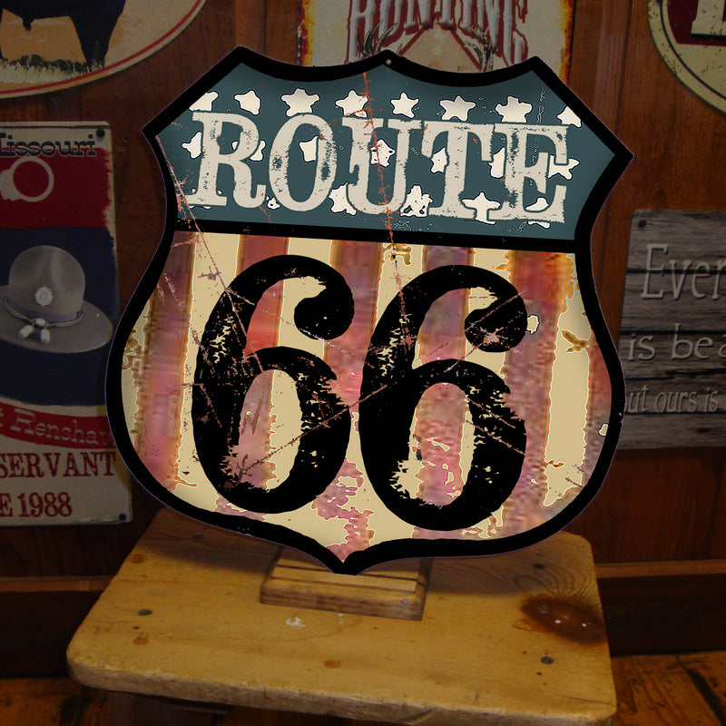Route 66 Centennial Sign – 100th Anniversary 1926–2026 – Personalized Mother Road Sign – Vintage White Shield – 15x15 Metal Sign – Americana Gift