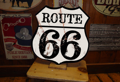 Route 66 Centennial Sign – 100th Anniversary 1926–2026 – Personalized Mother Road Sign – Vintage White Shield – 15x15 Metal Sign – Americana Gift