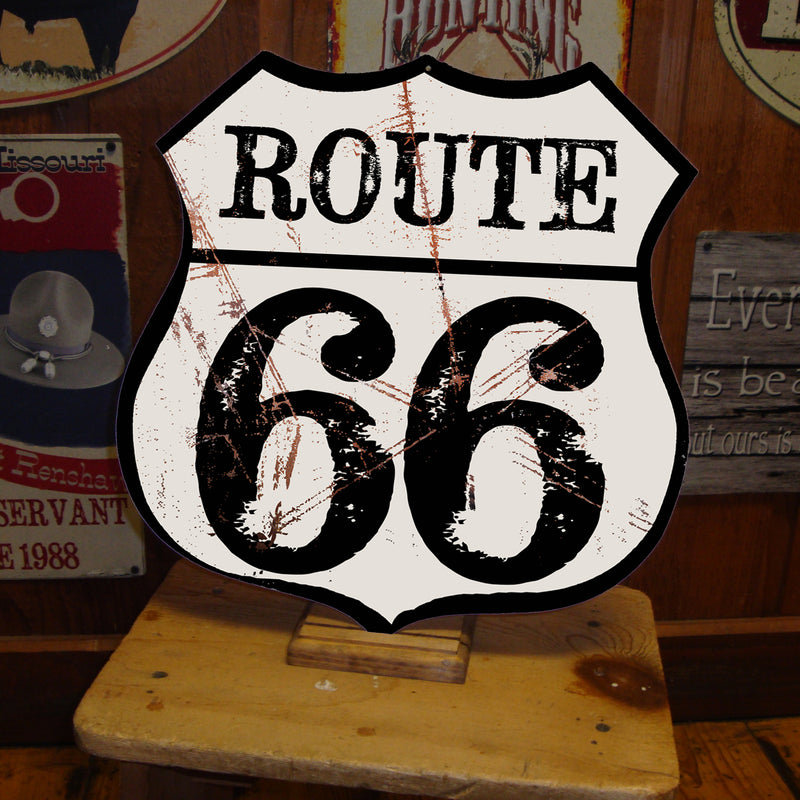 Route 66 Centennial Sign – 100th Anniversary 1926–2026 – Personalized Mother Road Sign – Vintage White Shield – 15x15 Metal Sign – Americana Gift