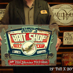 Personalized Fishing Sign – Custom Bait Shop Sign – Gift for Fisherman – Lake House Decor – Man Cave Sign – Cabin Wall Decor – Vintage Metal Sign