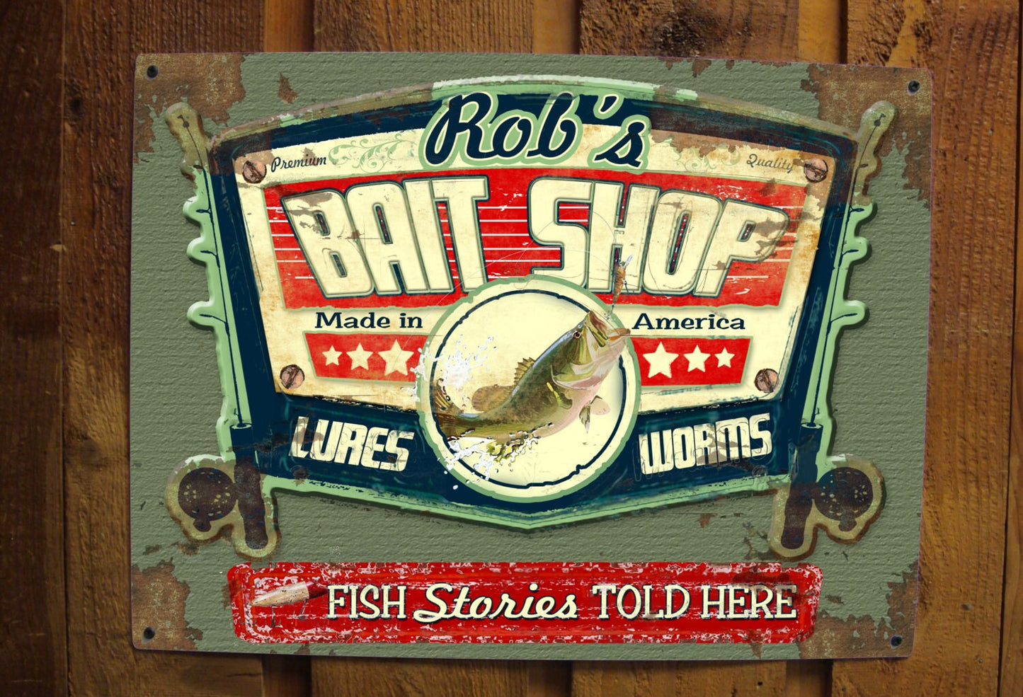 Vintage Fishing Sign - FREE Personalization!