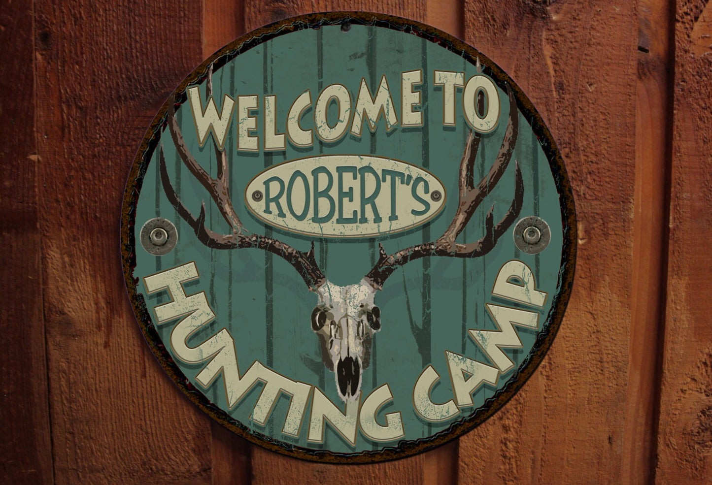 Vintage Hunting Camp Tin Sign - Personalized