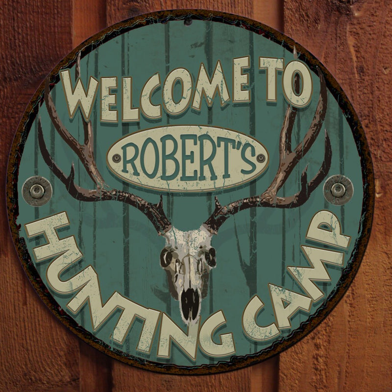 Vintage Hunting Camp Tin Sign - Personalized
