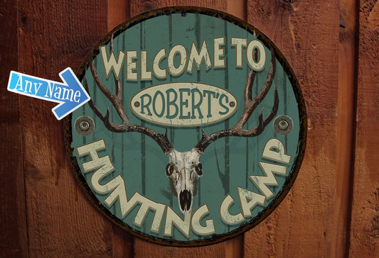 Vintage Hunting Camp Tin Sign - Personalized