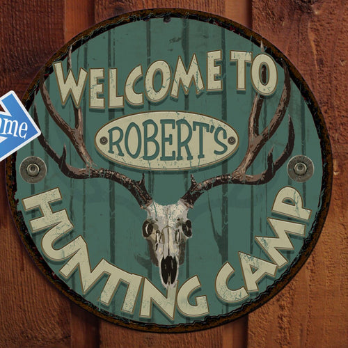 Vintage Hunting Camp Tin Sign - Personalized