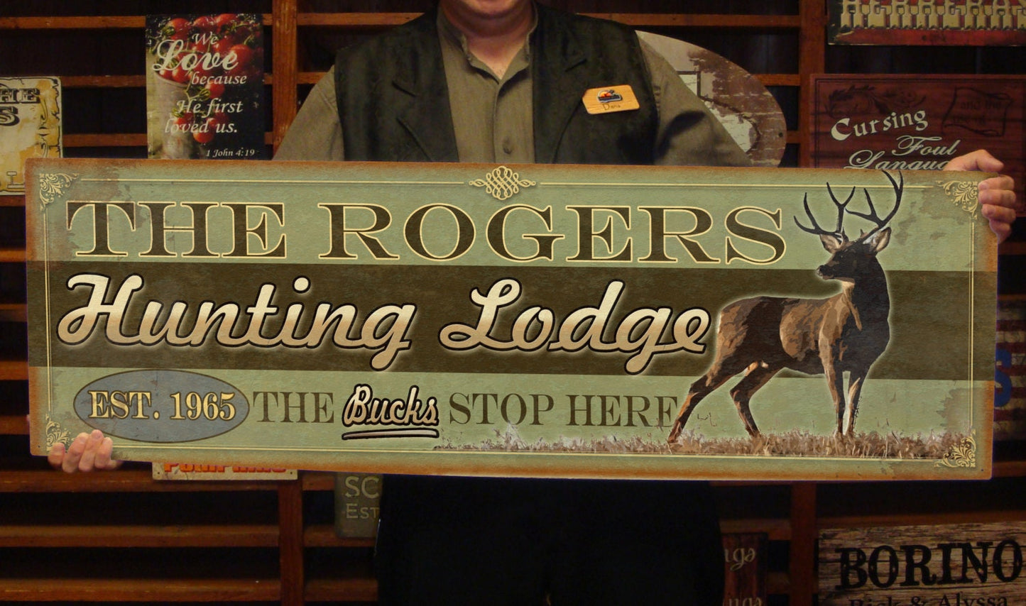 Custom Hunting Lodge Sign - Free Personalization