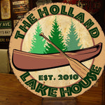 Vintage Lake House Sign with Canoe - Personalized