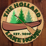 Vintage Lake House Sign with Canoe - Personalized