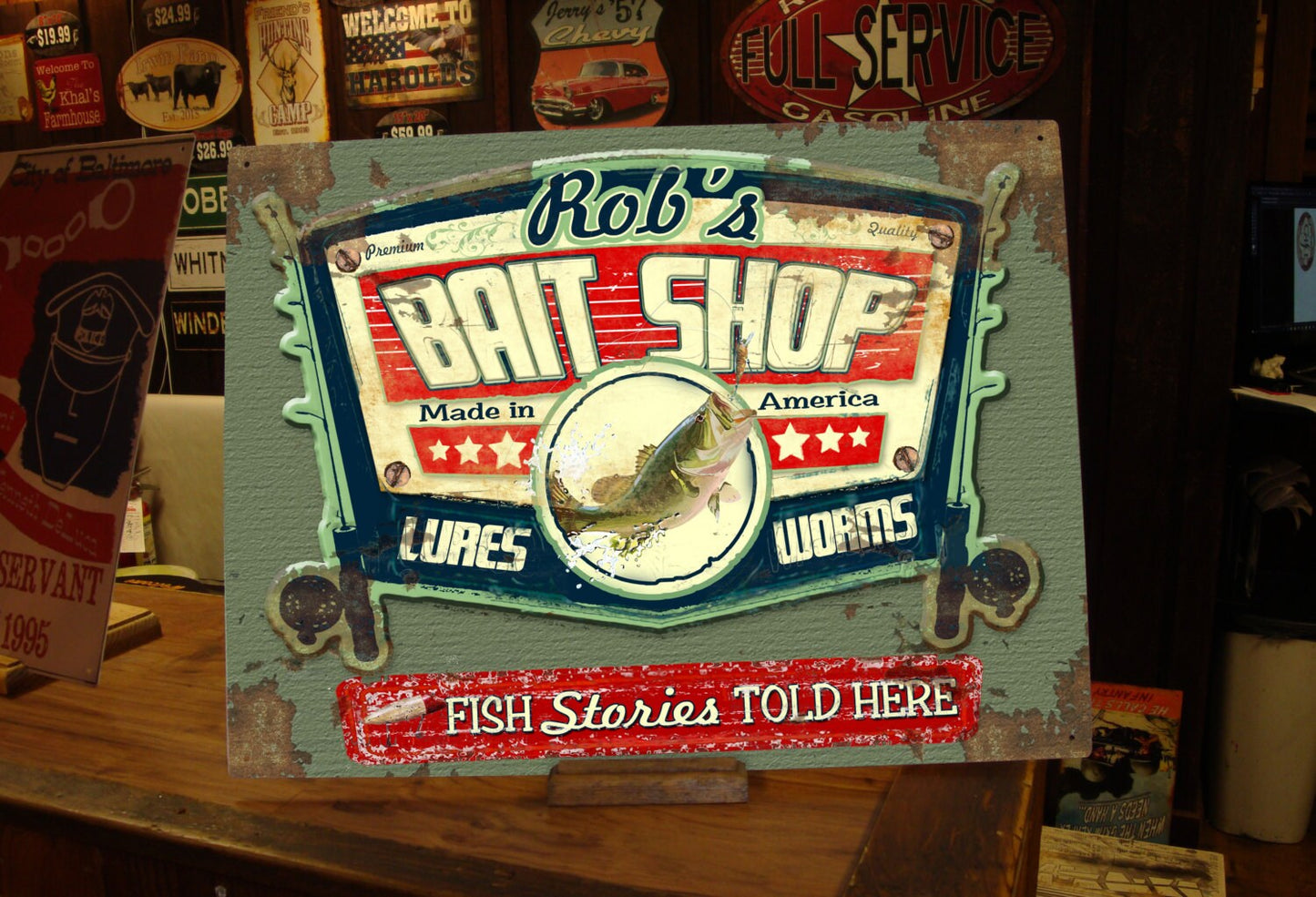 Vintage Fishing Sign - FREE Personalization!