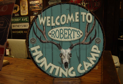 Vintage Hunting Camp Tin Sign - Personalized