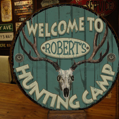 Vintage Hunting Camp Tin Sign - Personalized