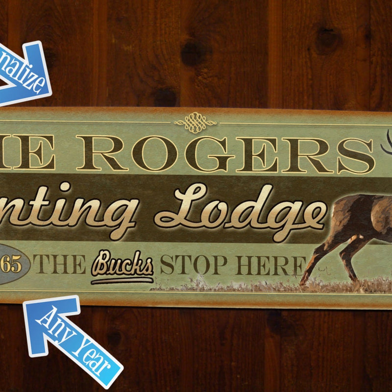 Custom Hunting Lodge Sign - Free Personalization