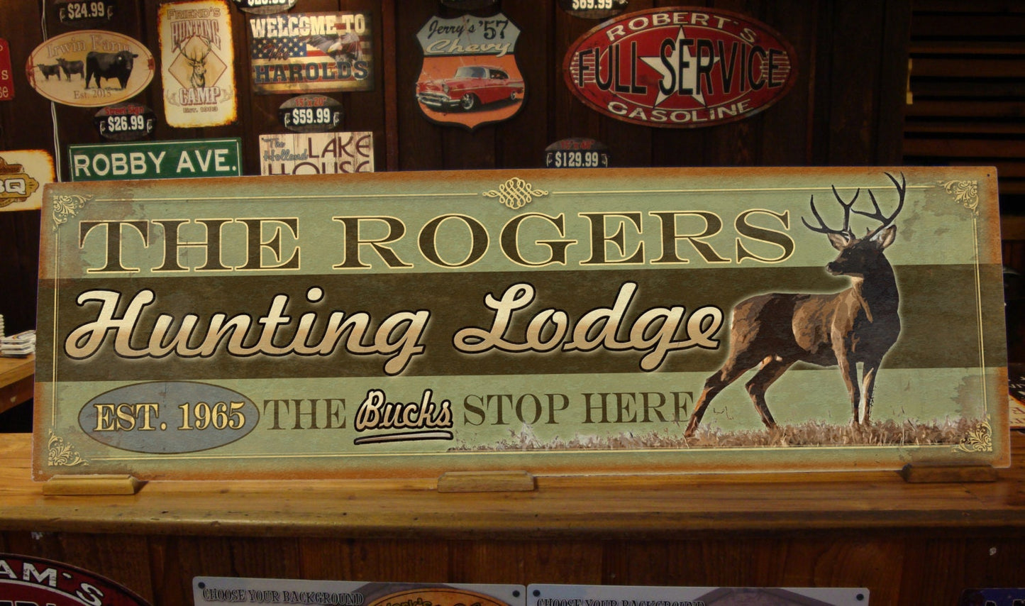 Custom Hunting Lodge Sign - Free Personalization