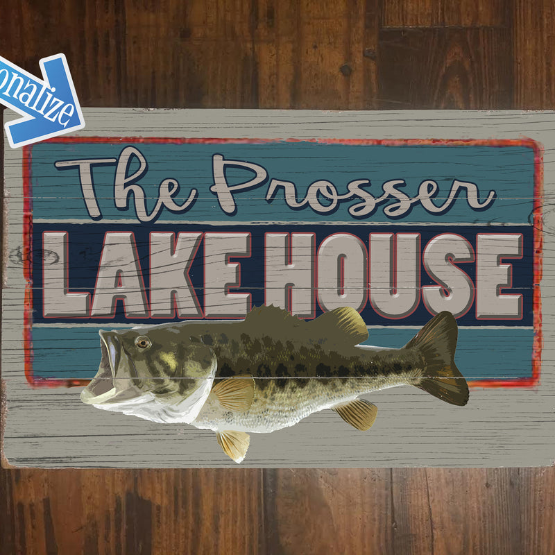 Lake House fishing wood sign, personalized