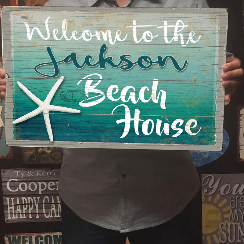Custom, Vintage Beach House Sign - FREE Personalization
