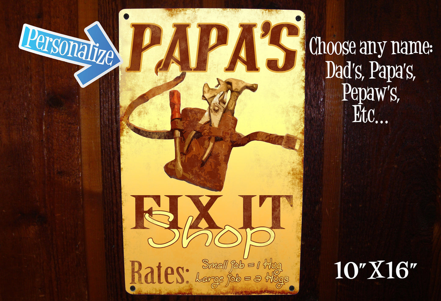 Fix it Shop. Dad's Shop, Papa's Shop, Custom Shop Sign. Great Man Gift.  Free Personalization!