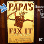 Fix it Shop. Dad's Shop, Papa's Shop, Custom Shop Sign. Great Man Gift.  Free Personalization!