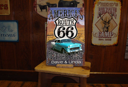 Route 66 Mother Road Sign. Custom, Personalized Tin Sign! Vintage Tin Sign.