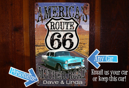 Route 66 Mother Road Sign. Custom, Personalized Tin Sign! Vintage Tin Sign.