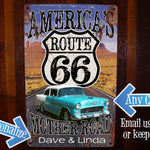 Route 66 Mother Road Sign. Custom, Personalized Tin Sign! Vintage Tin Sign.