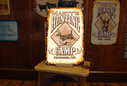 Vintage Hunting Camp Sign - Deer, Elk, or Moose! FREE Personalization