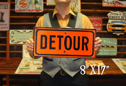 Vintage, Rustic Road Signs - One Way and Detour Sign