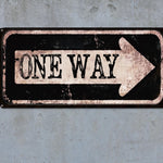 Vintage, Rustic Road Signs - One Way and Detour Sign