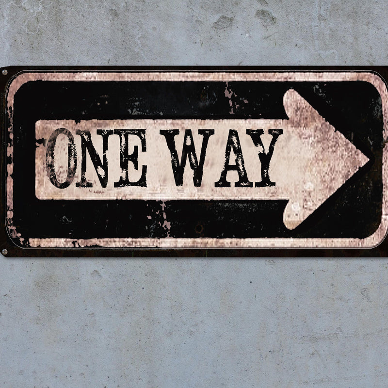 Vintage, Rustic Road Signs - One Way and Detour Sign