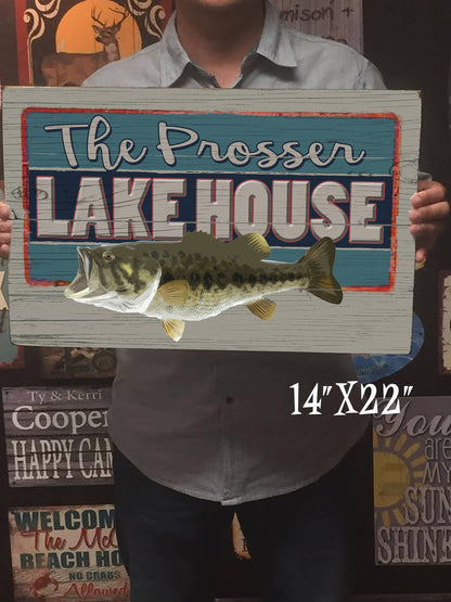 Lake House Sign with FREE Personalization - Large Wood Sign