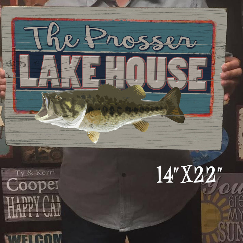 Lake House Sign Fishing Sign - with FREE Personalization.