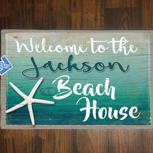 Custom, Vintage Beach House Sign - FREE Personalization