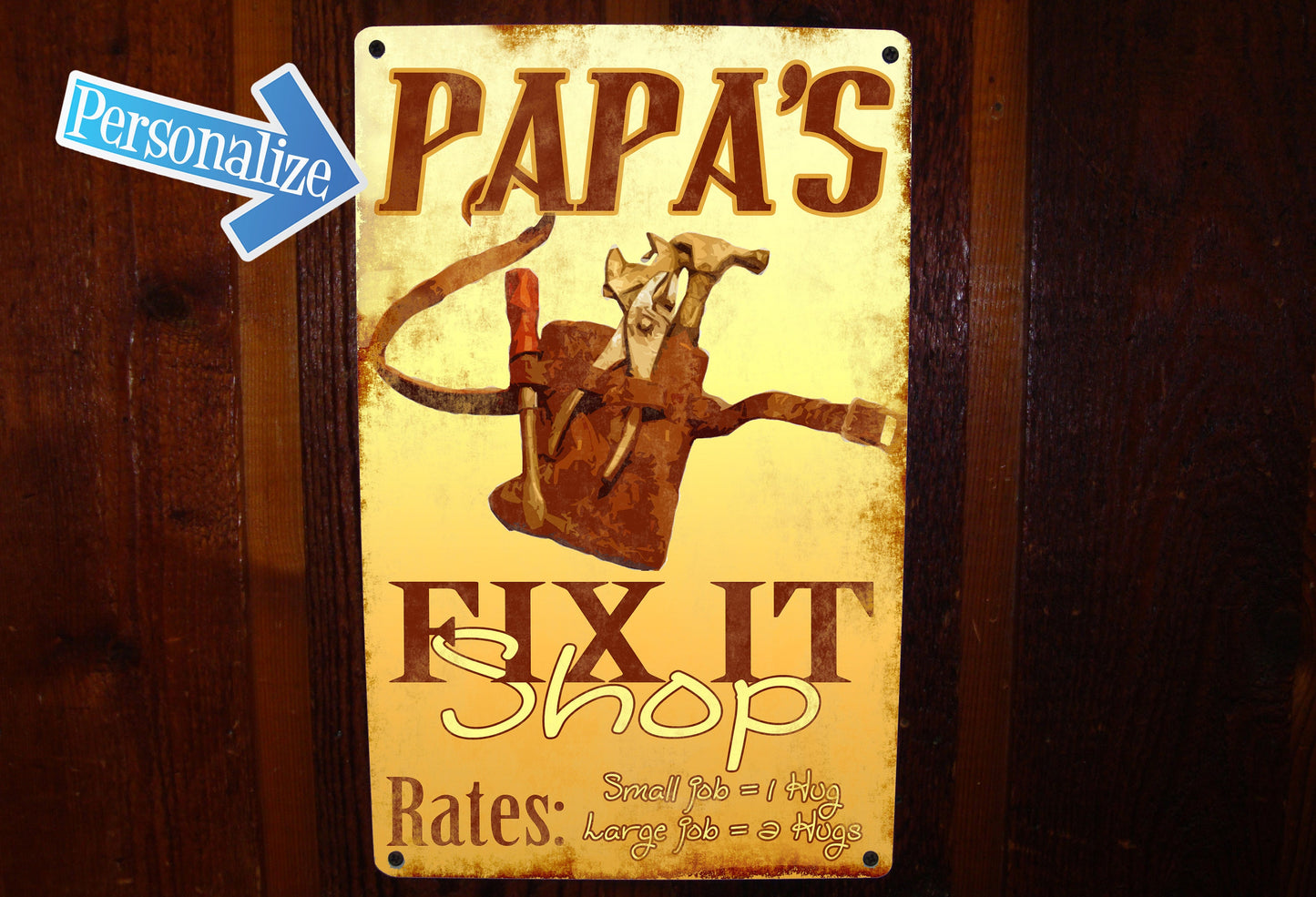 Fix it Shop. Dad's Shop, Papa's Shop, Custom Shop Sign. Great Man Gift.  Free Personalization!