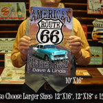 Route 66 Mother Road Sign. Custom, Personalized Tin Sign! Vintage Tin Sign.