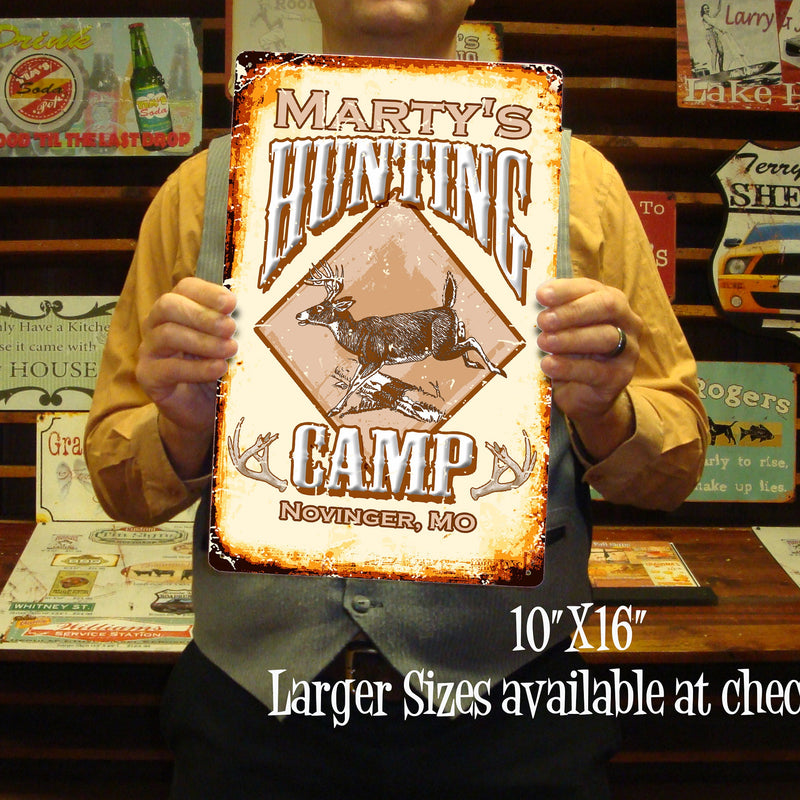 Vintage Hunting Camp Sign - Deer, Elk, or Moose! FREE Personalization