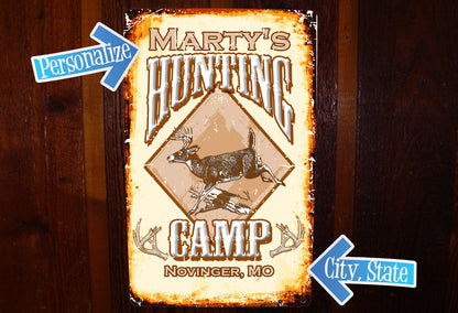 Vintage Hunting Camp Sign - Deer, Elk, or Moose! FREE Personalization