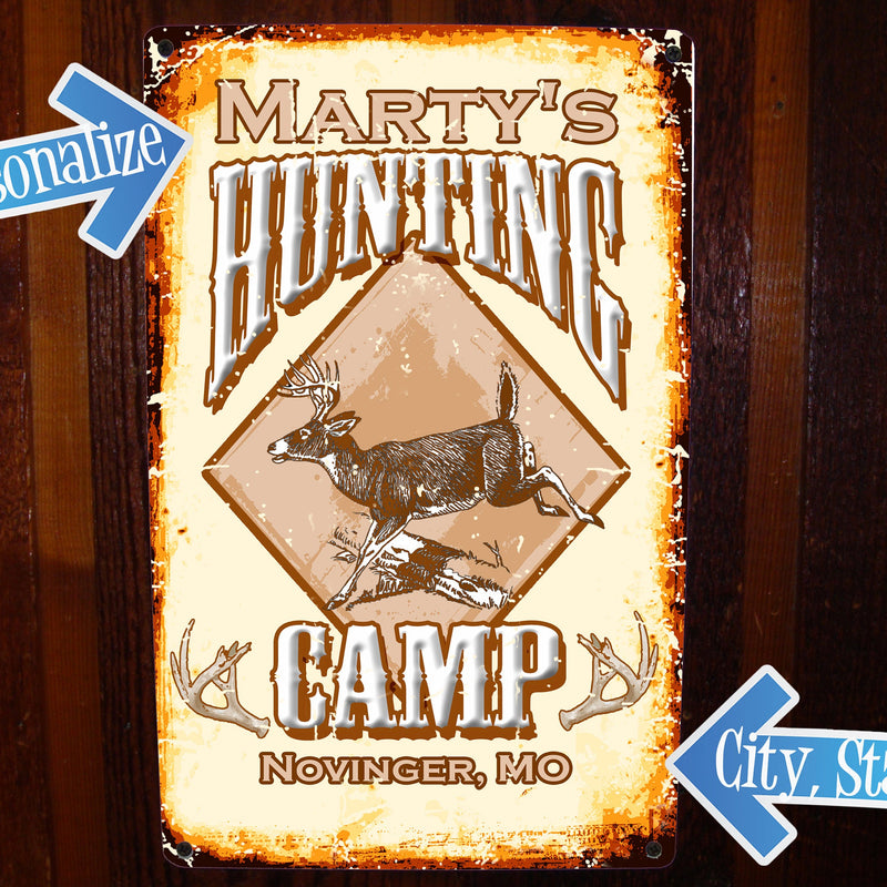 Vintage Hunting Camp Sign - Deer, Elk, or Moose! FREE Personalization
