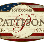 Custom Made Vintage Patriotic Family Name Metal Sign