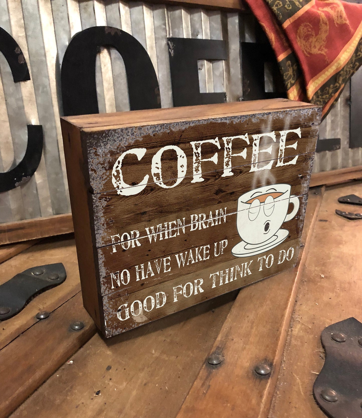 Vintage Coffee Wood Box Sign