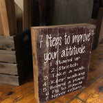 Vintage 7 Steps to Happiness Wooden Box Sign