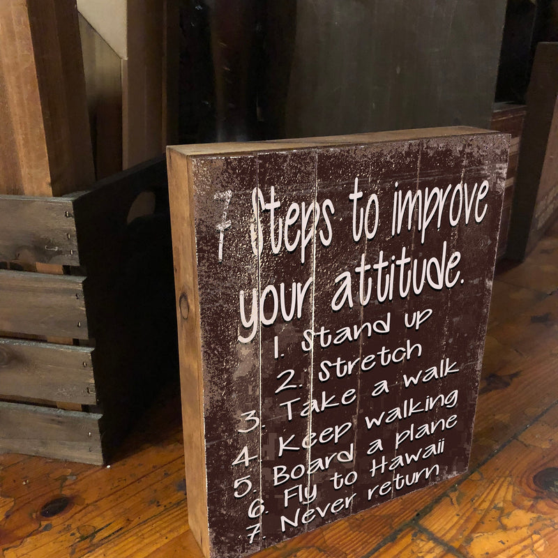 Vintage 7 Steps to Happiness Wooden Box Sign