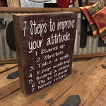 Vintage 7 Steps to Happiness Wooden Box Sign